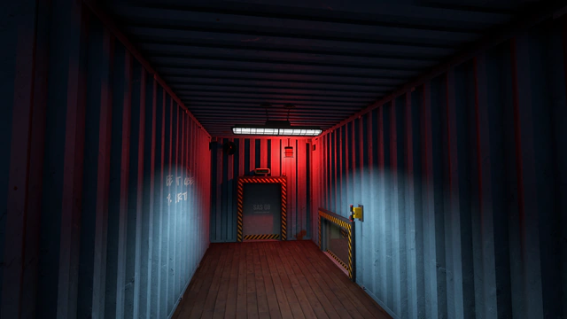 Le premier conteneur, la lampe du capteur passée au rouge tout au fond : plus un geste, pas un orteil.